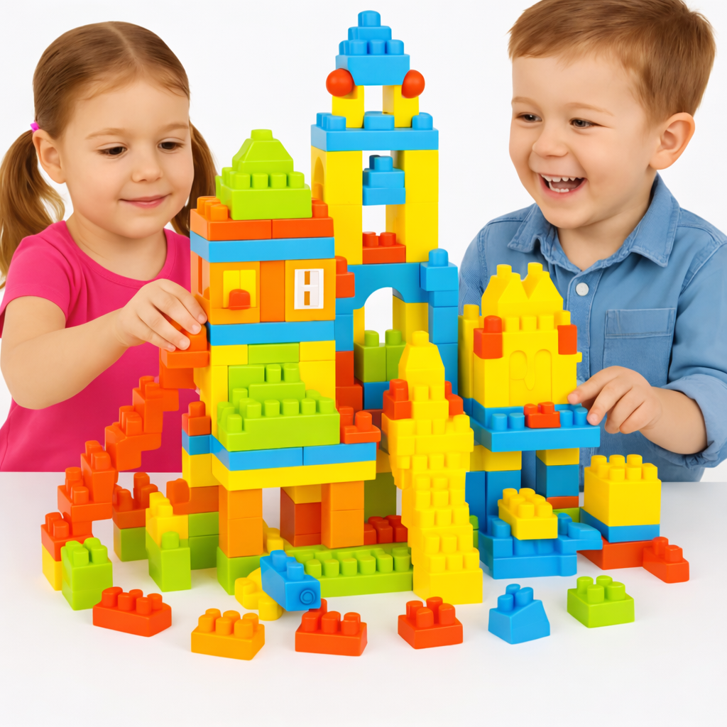 Building Blocks Set for Kids | Big Colorful Construction Bricks Toy | Creative Learning & STEM Educational Toy for Toddlers | Safe, Durable & Easy to Build