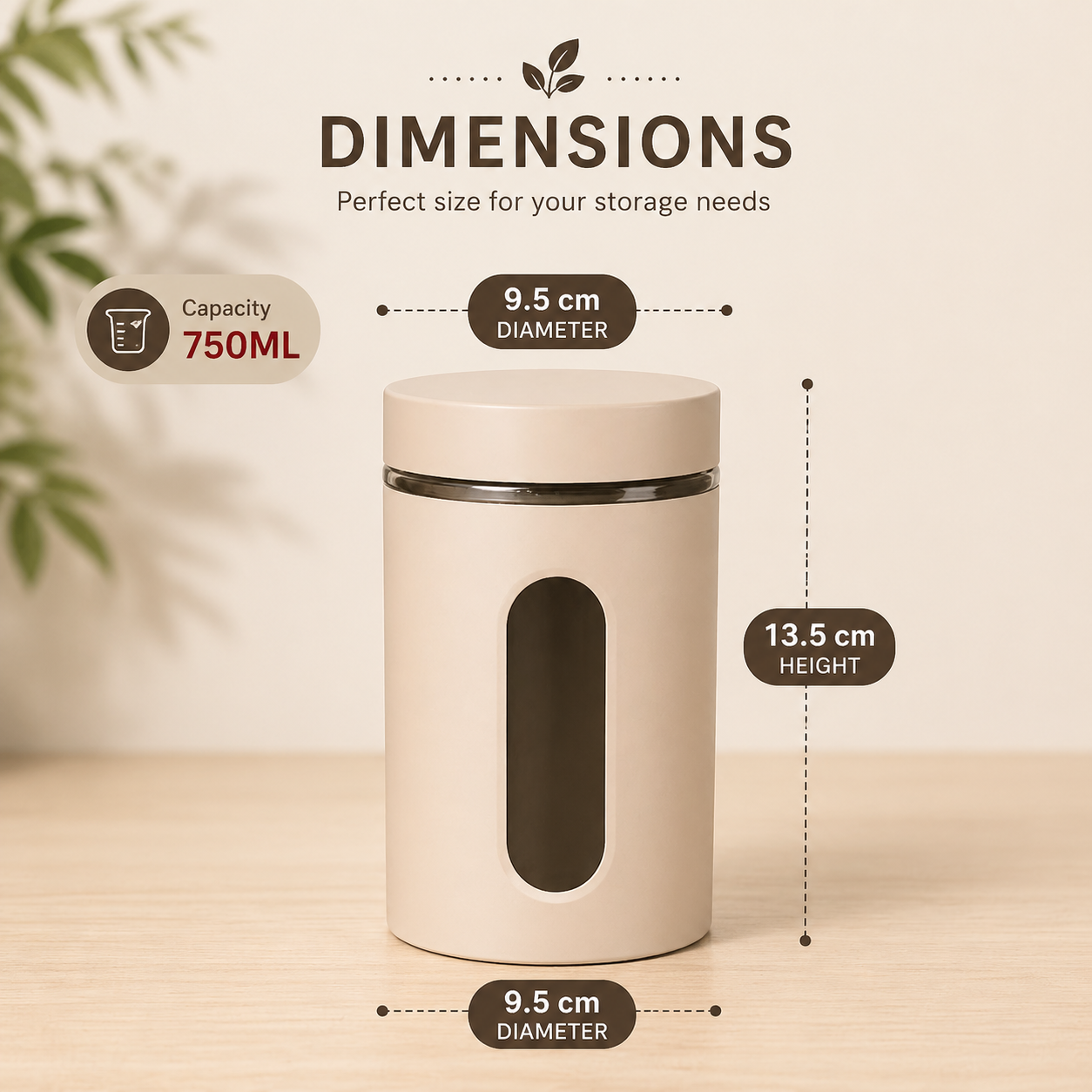 Airtight Kitchen Storage Jar Set (Pack of 3, 750ml Each) | Food-Safe, Odour-Free, Moisture-Proof Canisters | BPA-Free with Window | Ideal for Coffee, Tea, Sugar & Dry Foods
