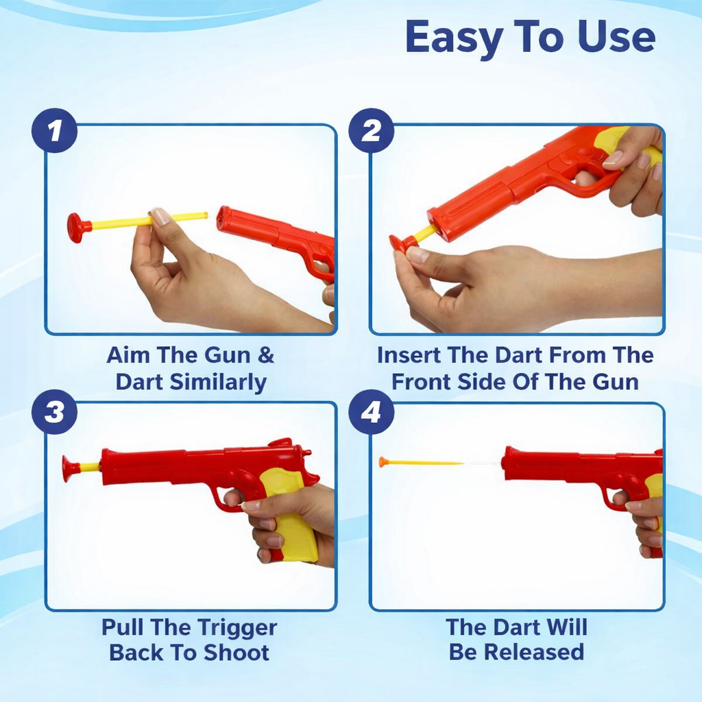 Kids Foam Dart Gun Toy Set (2 Guns + 6 Soft Darts) | Safe Shooting Toy for Kids | Lightweight, Easy to Use | Indoor & Outdoor Fun Game