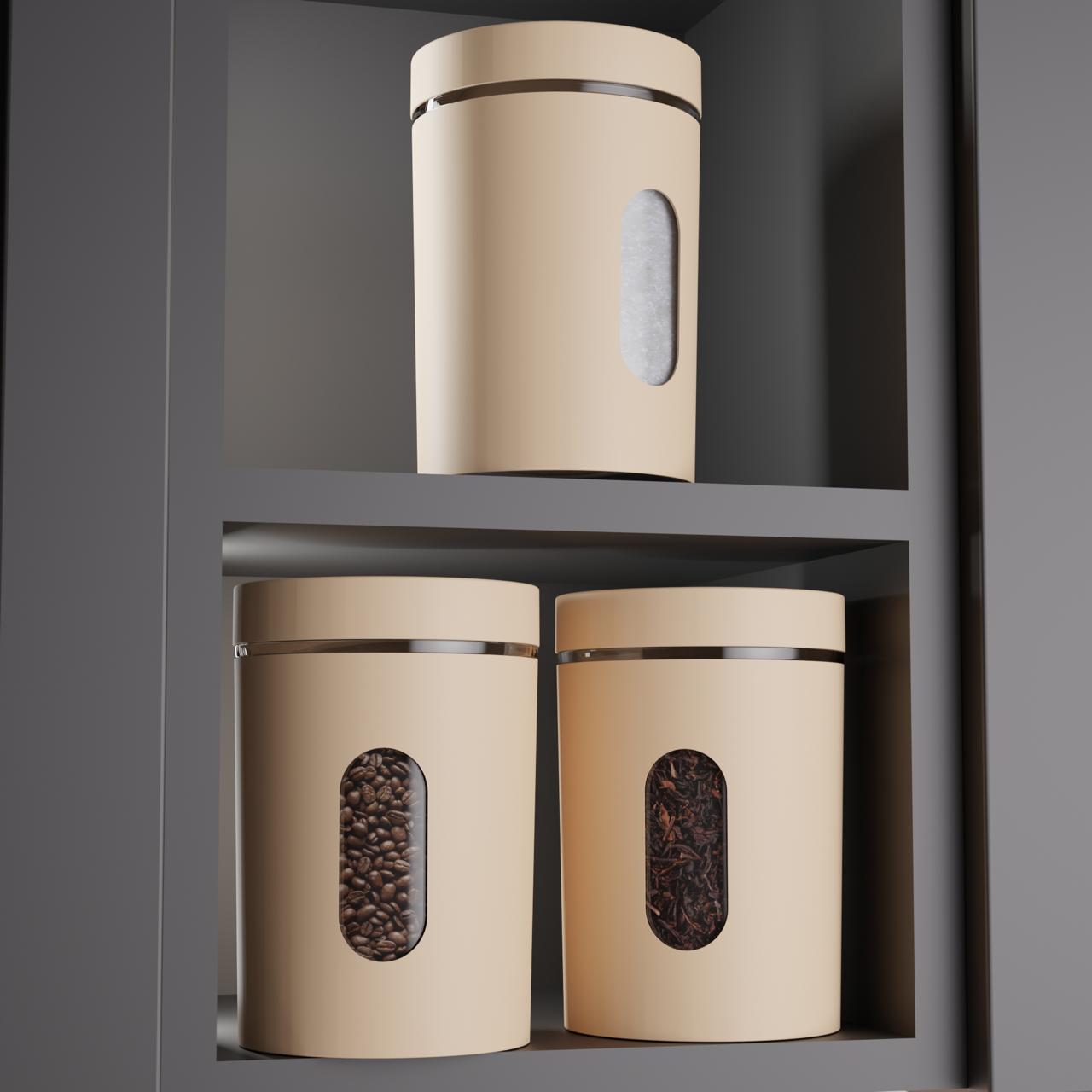 Airtight Kitchen Storage Jar Set (Pack of 3, 750ml Each) | Food-Safe, Odour-Free, Moisture-Proof Canisters | BPA-Free with Window | Ideal for Coffee, Tea, Sugar & Dry Foods