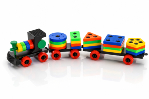 3-in-1 Geometric Shape Sorting, Stacking & Pull-Along Train Toy for Kids | Educational Learning Toy